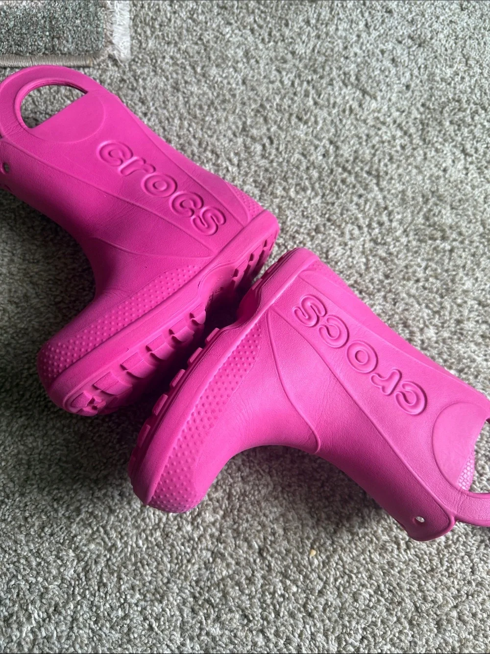 CROCS Kids' Hot Pink Pull-On Rain Boots with Handles size 10 girls